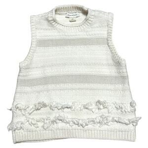Club Monaco Ralph Lauren Fringe Sleeveless Sweater Vest Top Size Small Off White